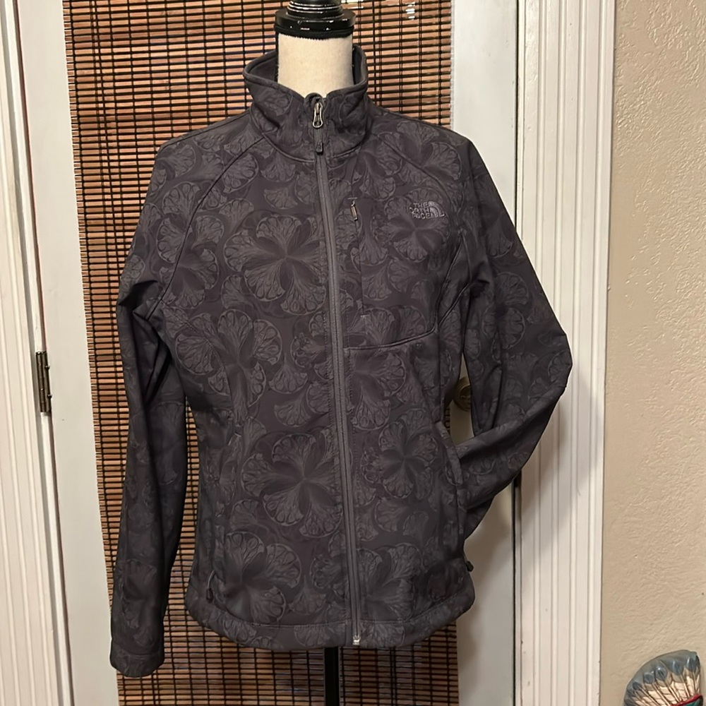 The North Face Apex Bionic Jacket Black/Gray Full Zip Soft Shell Size LG EUC